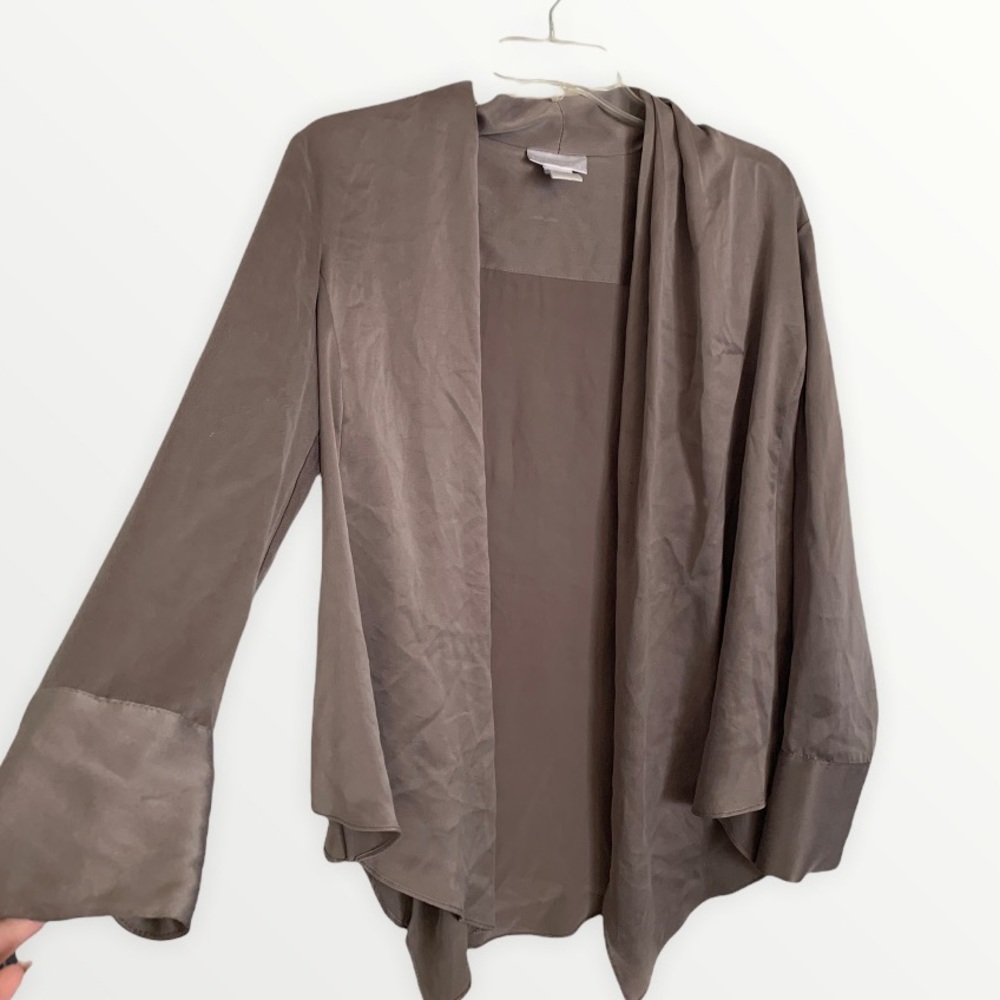 100% Silk Soft Surroundings Gray Cardigan